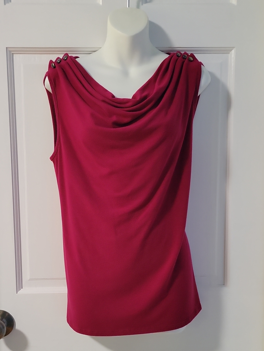 RQT Women's Dark Pink Drape Neck Top
